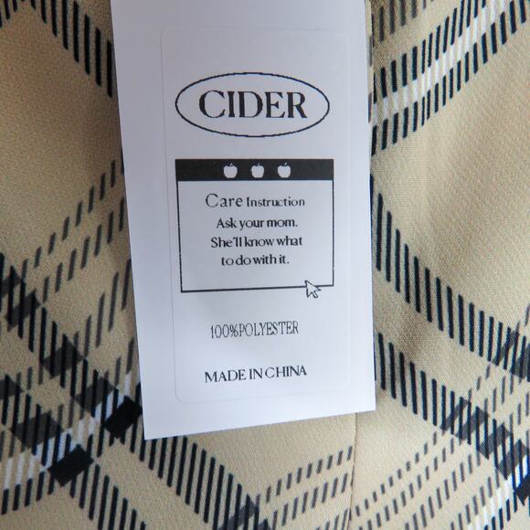 Cider Wavy Tan & Black Plaid Wide Leg Flared Pants XS Extra Small Y2k Retro - Picture 5 of 6